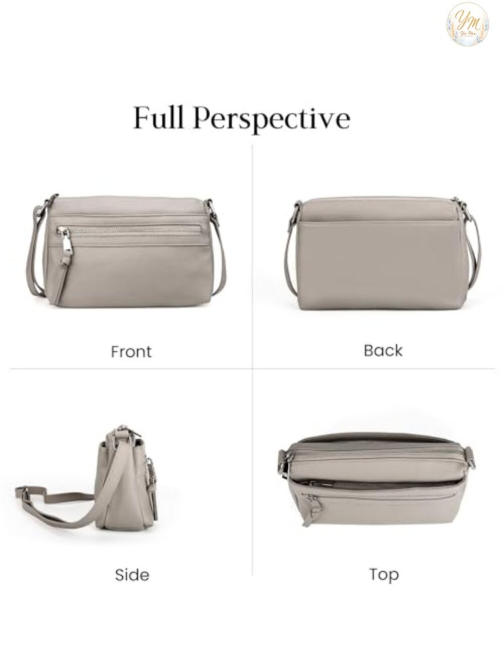 Genuine Leather Crossbody Purse RFID Wallet Triple Zip Travel Bag - Picture 5 of 6